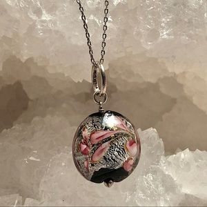 Chinese Silver Dichroic Glass Pendant Necklace 🐉